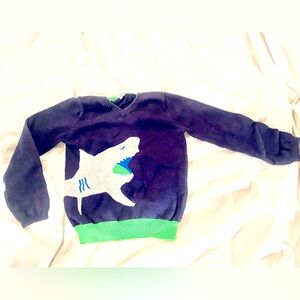 Cotton Navy Vneck Size 5 EGG by Susan Lazar Boys sweater w shark design